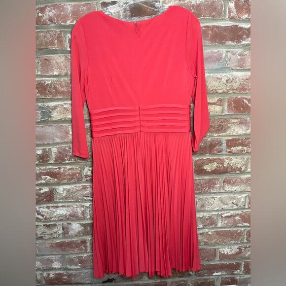 Eliza J Jersey Pleated Fit Flare Dress Size 6 Coral‎ Classic MIDI - Picture 6 of 7